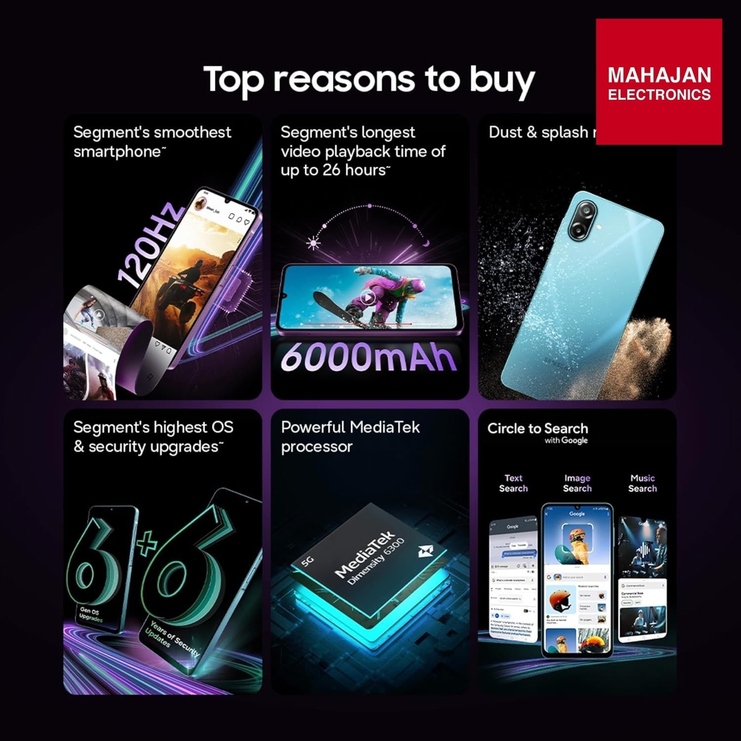Samsung Galaxy M17e Blitz Blue image 2 with Mahajan Electronics logo
