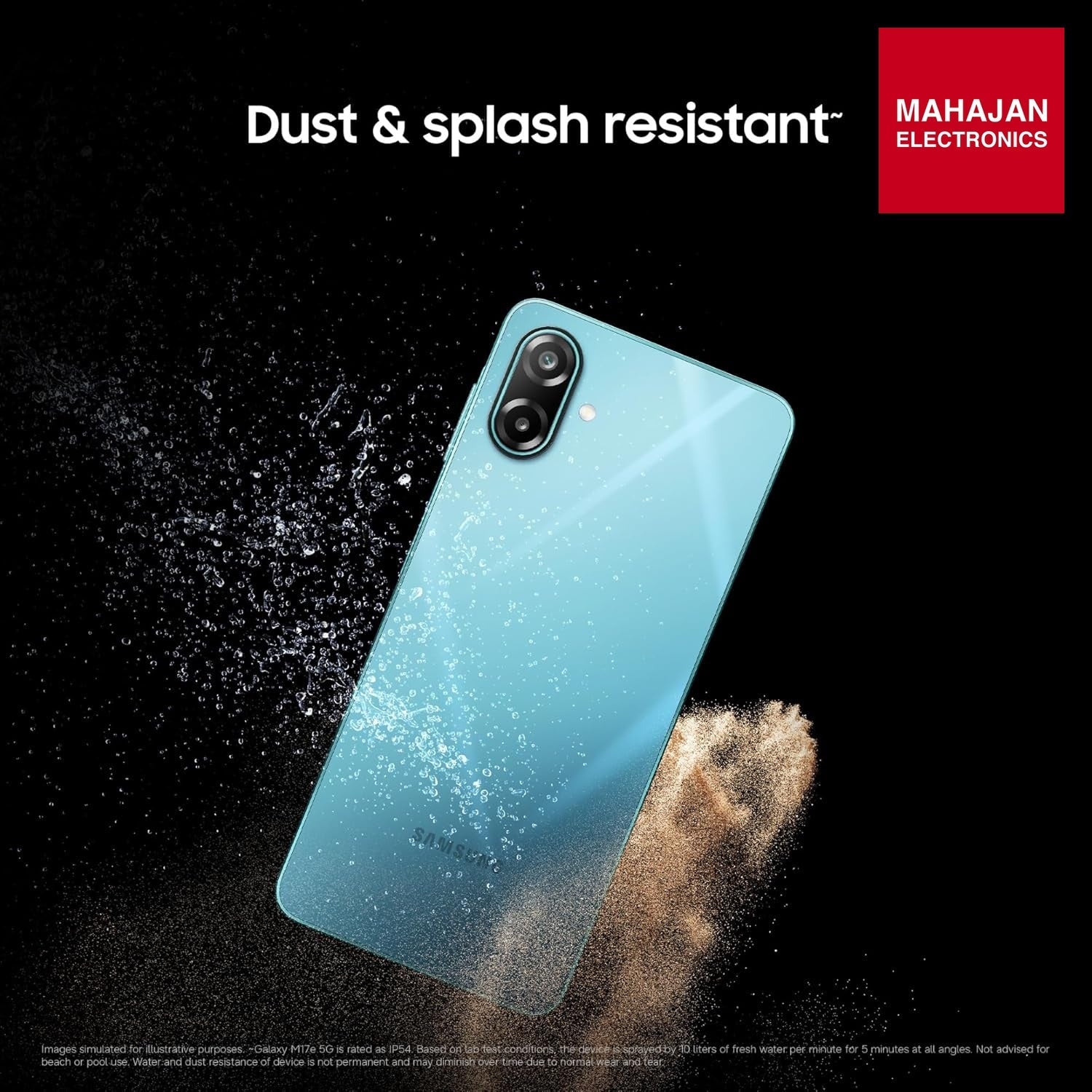 Samsung Galaxy M17e Blitz Blue image 5 with Mahajan Electronics logo