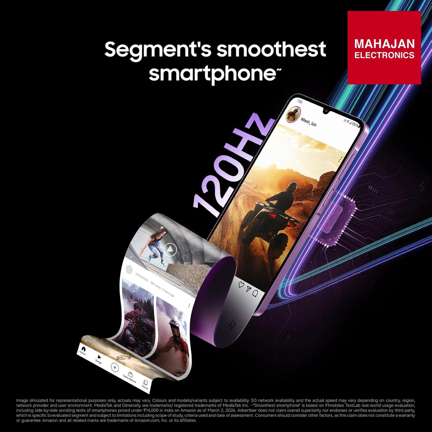 Samsung Galaxy M17e Vibe Violet image 2 with Mahajan Electronics logo