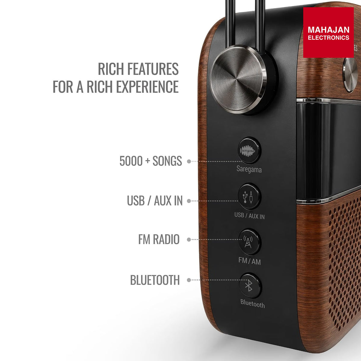Saregama Carvaan 3.0 Hindi Legends to Latest Music Player, Antique Oak SC230 Carvaan – Mahajan Electronics Online.