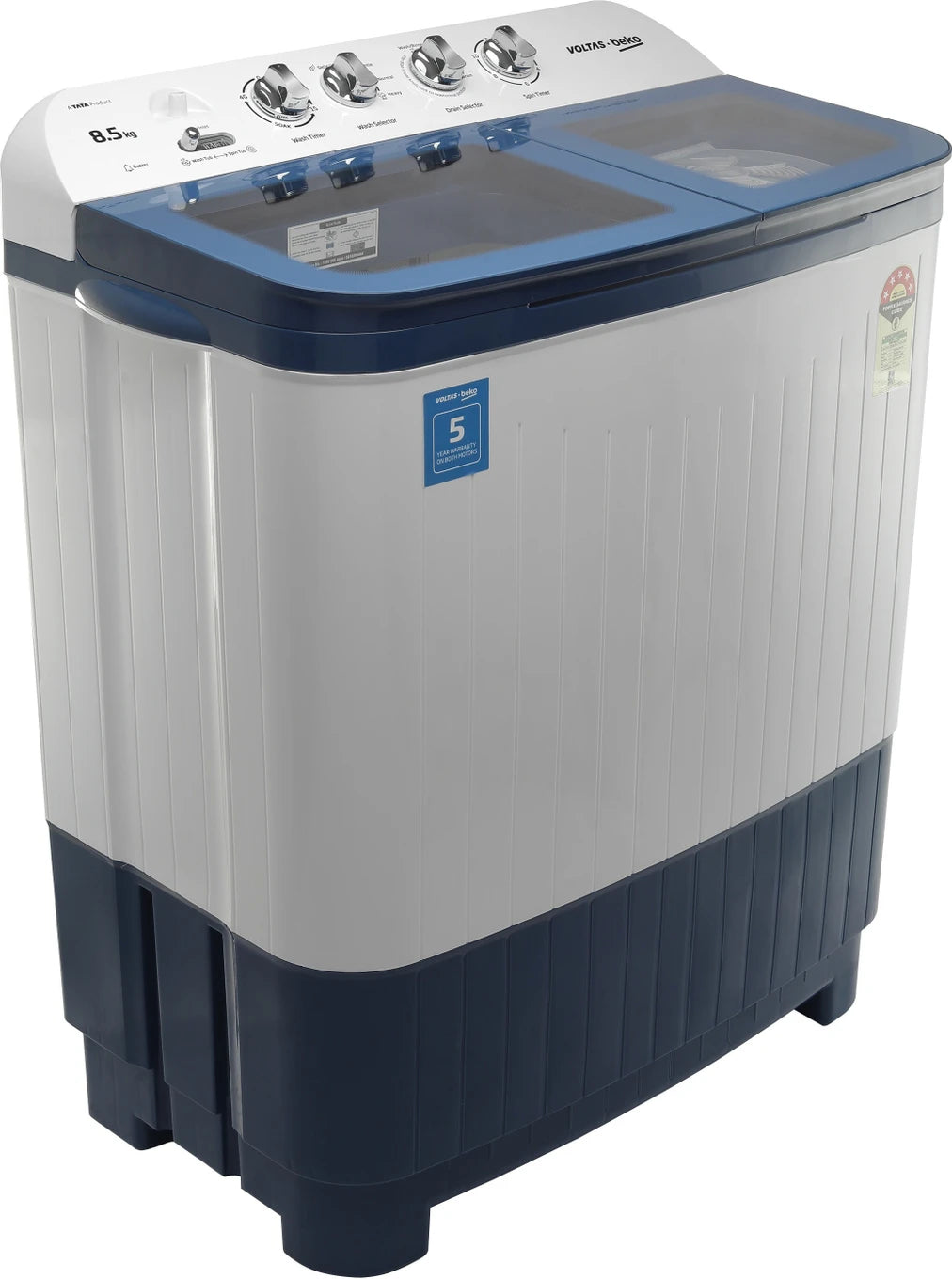 Voltas Beko WTT85DBLG 8.5 Kg 5 Star Semi Automatic Top Load Washing Machine – Blue Voltas Beko   online mahajan electronics