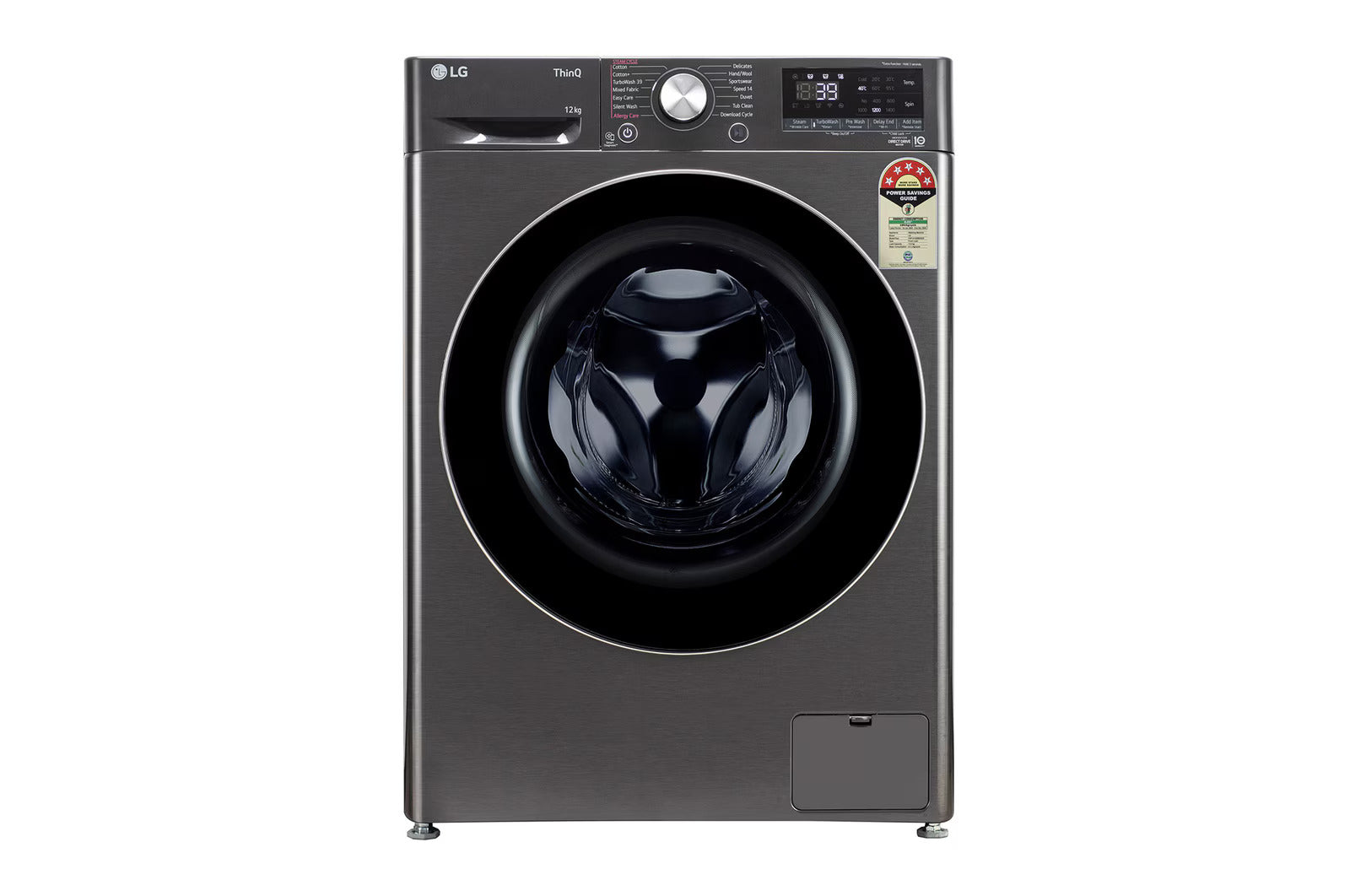 LG FHP1412Z9B 12Kg Front Load Washing Machine, AI Direct Drive™, Platinum Black Mahajan Electronics Online