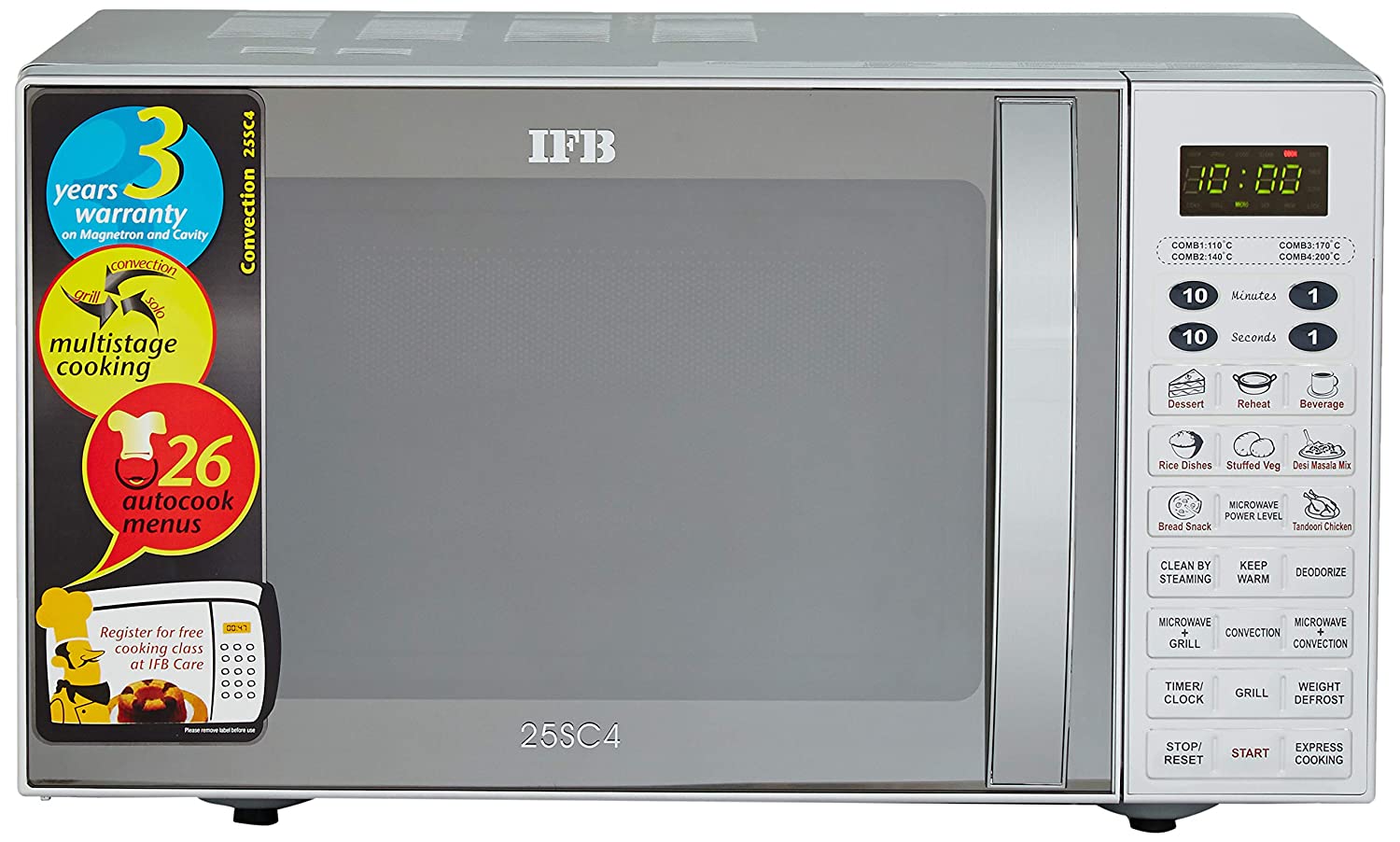 IFB 25 L Convection Microwave Oven (25SC4, Metallic Silver) - Mahajan Electronics Online