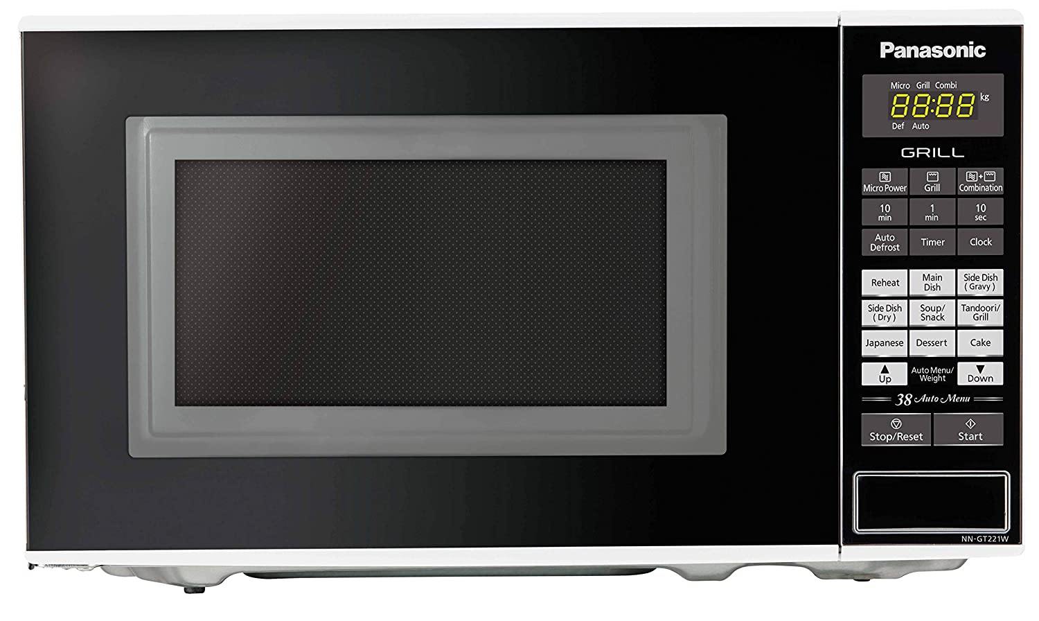 Panasonic 20L Grill Microwave Oven(NN-GT221WFDG,White, 38 Auto Cook Menus ) with Starter Kit - Mahajan Electronics Online