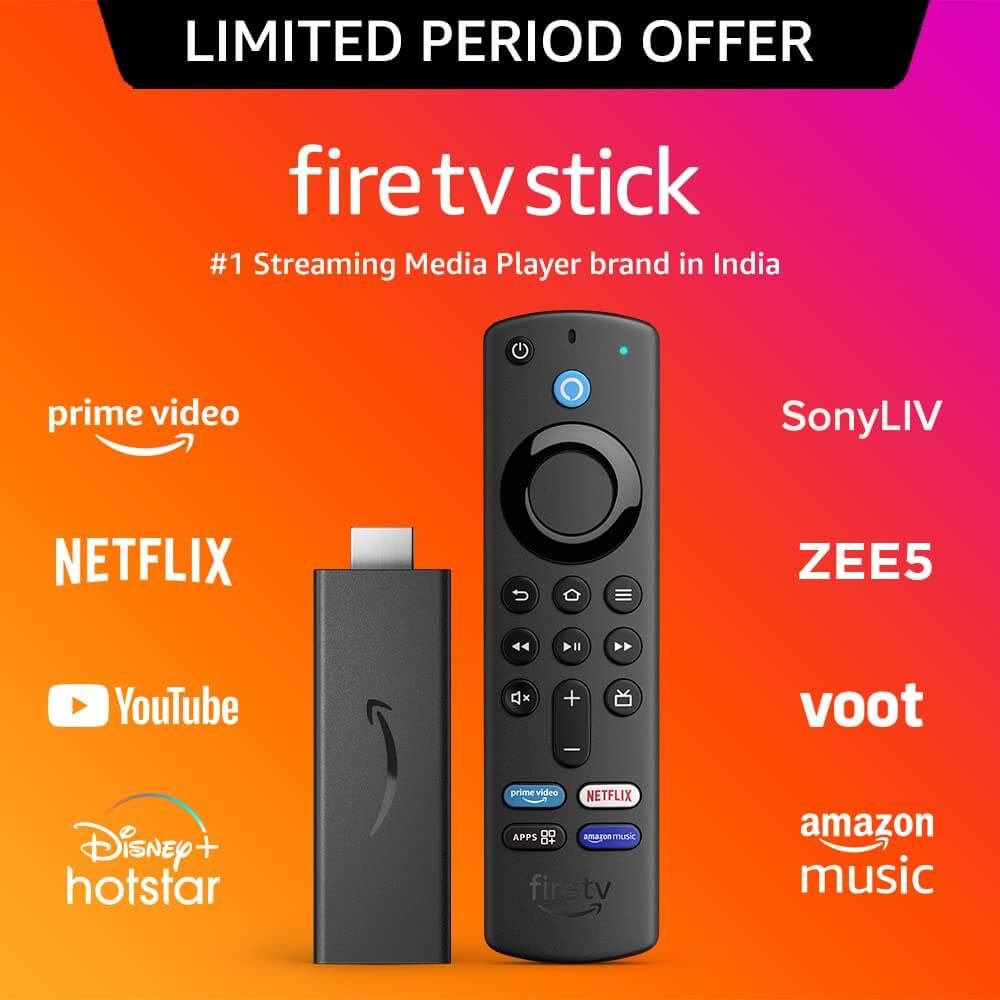 Amazon Fire TV Stick (3rd Gen, 2022) with all-new Alexa Voice Remote (includes TV and app controls) | HD streaming device | Mahajan Electronics Online