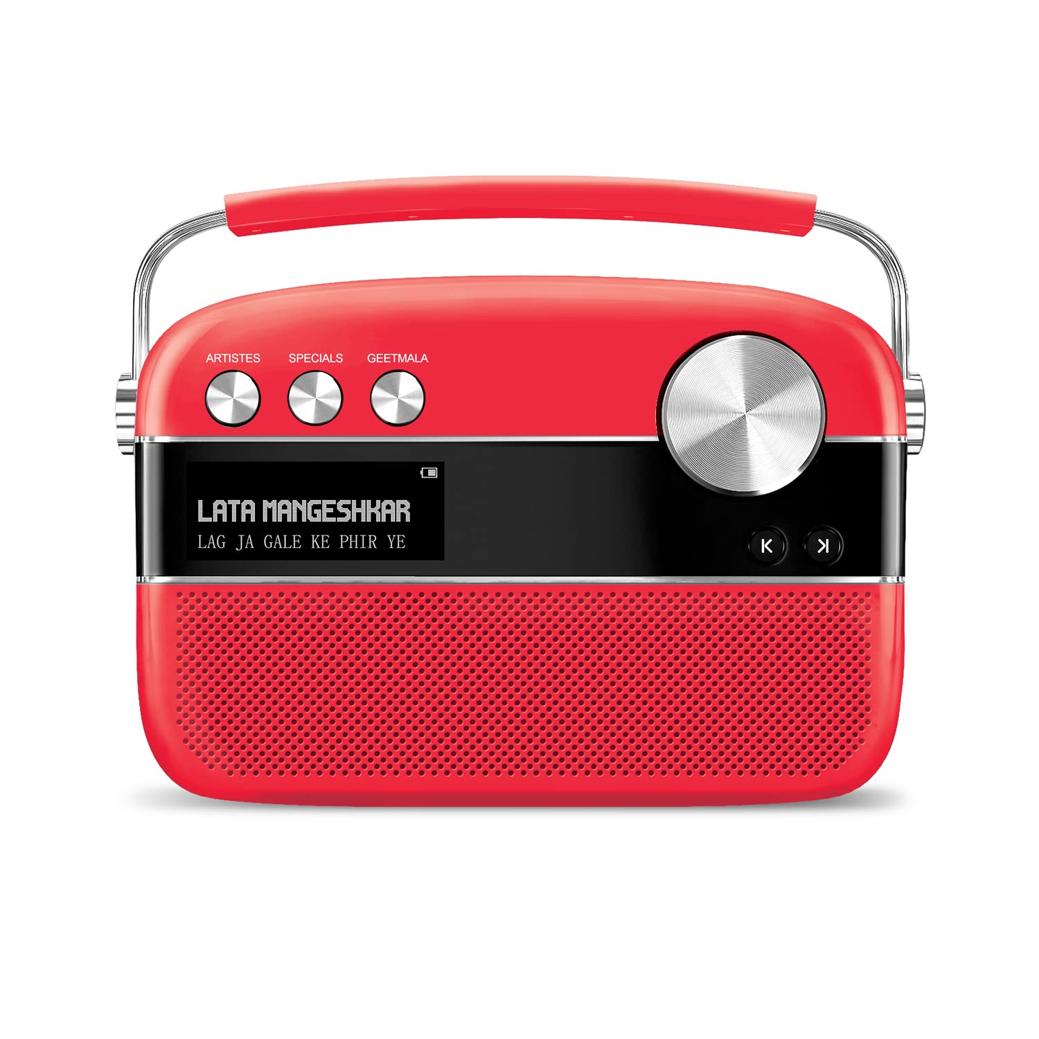 Saregama Carvaan Premium (Pop Colour Range) Hindi - Portable Music Player with 5000 Preloaded Songs, FM/BT/AUX (Coral Pink) - Mahajan Electronics Online