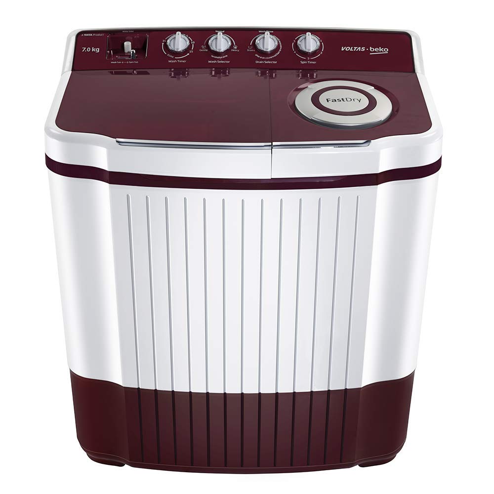 Voltas Beko 7Kg Semi Automatic Top Loading Washing Machine (WTT70ALIM,Burgundy) - Mahajan Electronics Online