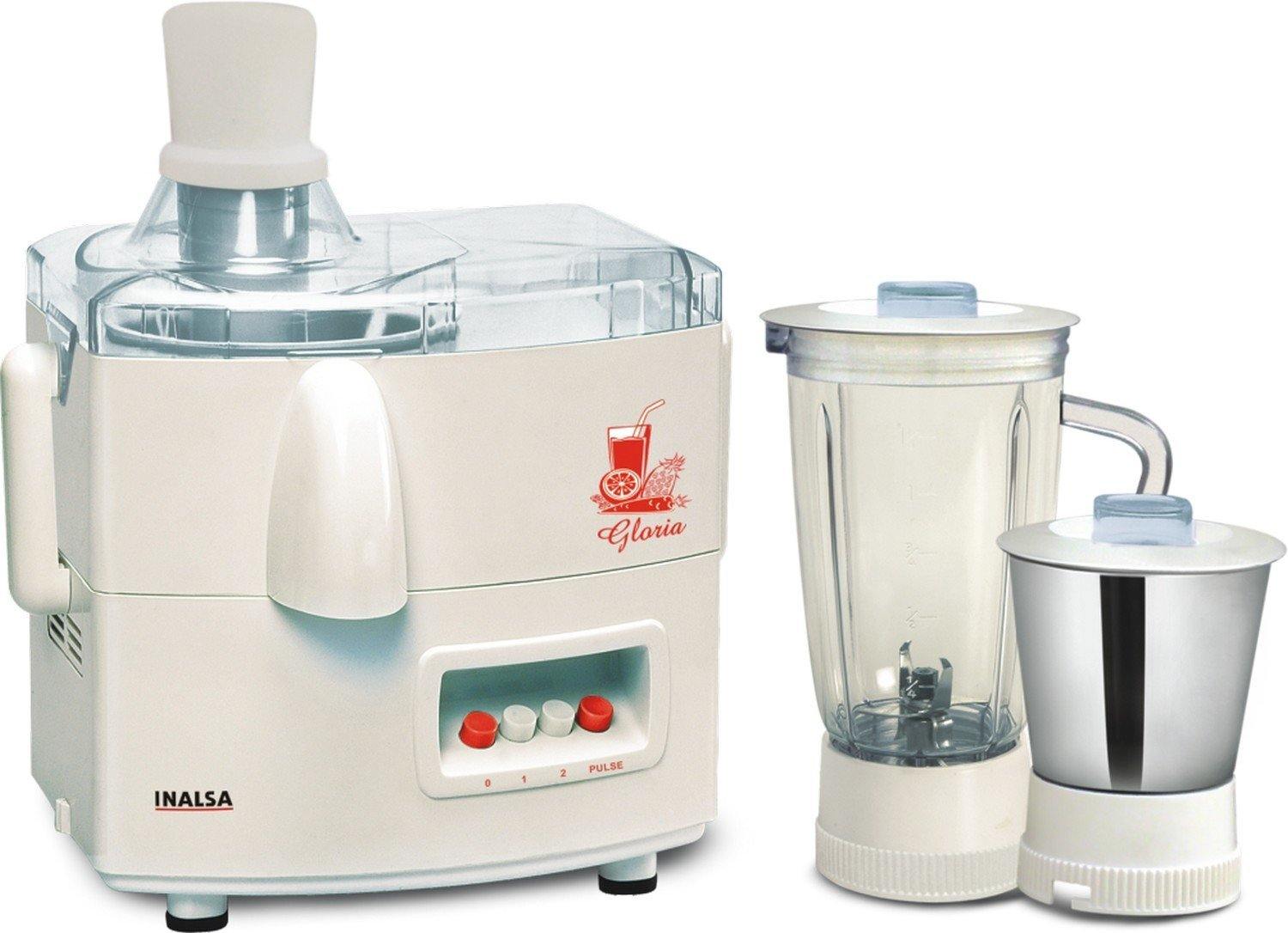 Inalsa Gloria 450-Watt Juicer Mixer Grinder (White) - Mahajan Electronics Online