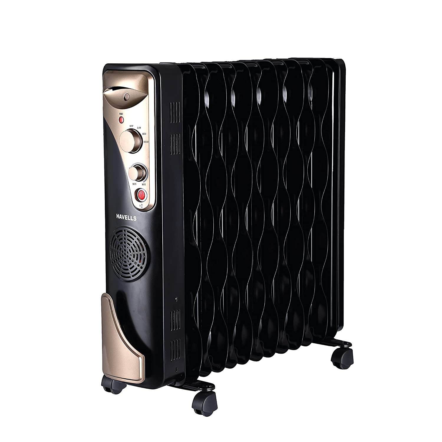 Havells OFR 13 Wave Fin with PTC Fan Room Heater 2900 Watts (Black, Oil Filled Radiator)