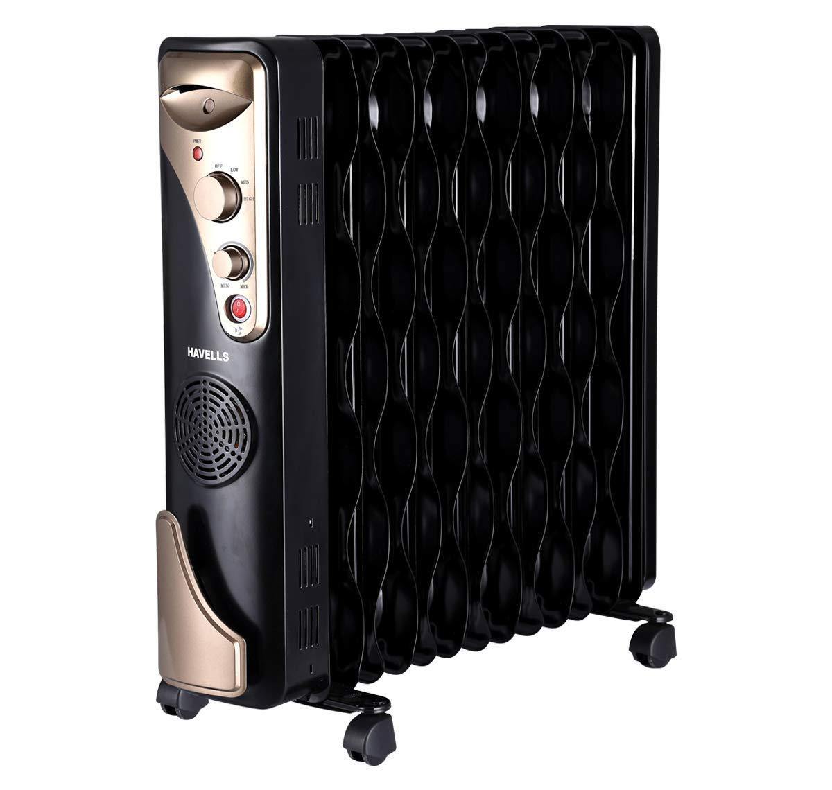 Havells OFR 9 Wave Fin with PTC Fan Heater 2500 Watts (Black) - Mahajan Electronics Online
