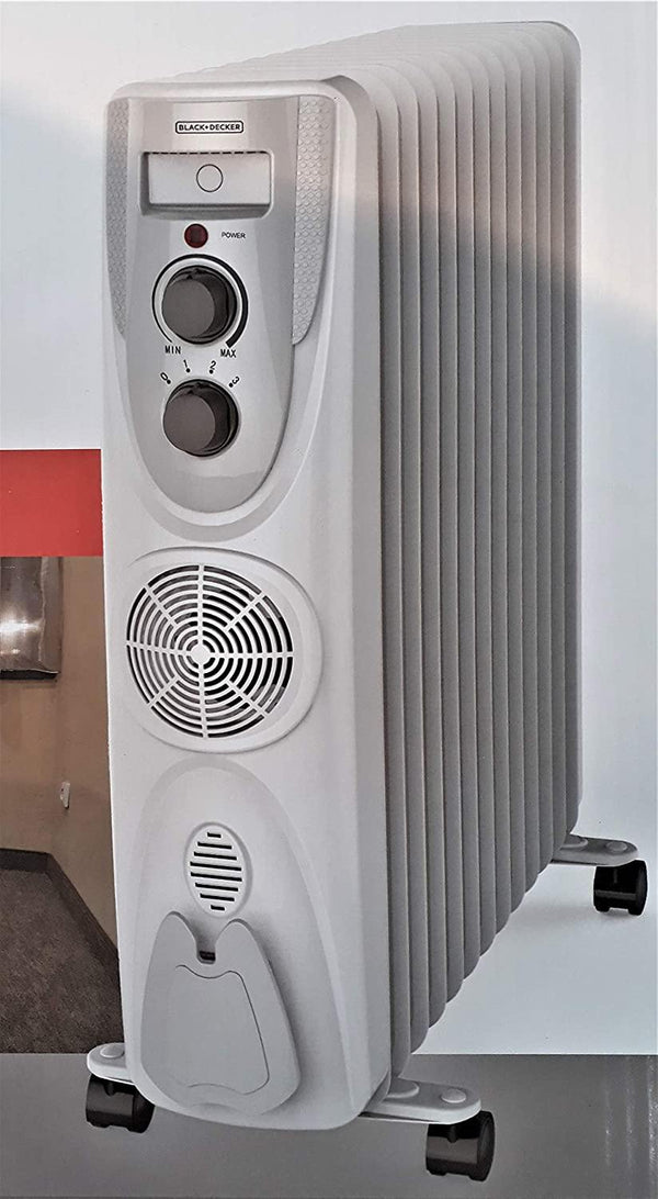 Black+Decker BXRA1102IN 11-Fin Oil Filled Radiator Room Heater with Fan  2800W Heat Settings Overheat Protection 2-Year Warranty