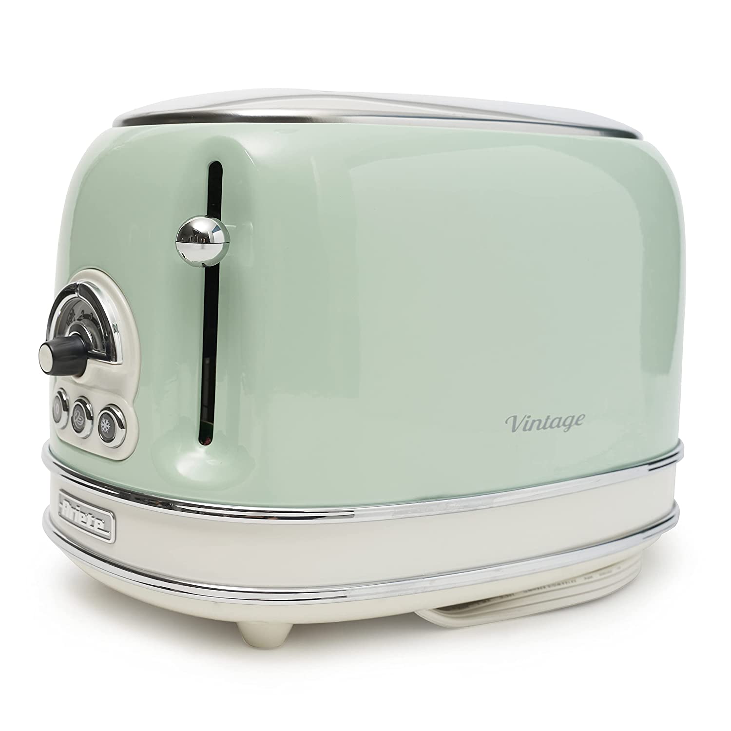 Ariete 155 Vintage 2 Slice Toaster, 810 watt, 6 toasting levels, in stainless steel painted in pastel green colour - Mahajan Electronics Online