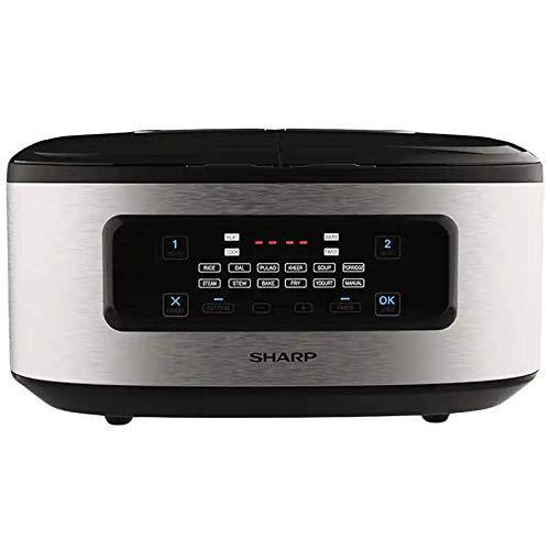 Sharp Twin Cooker | 1st Dual Pot Multi Cooker | Smart Temperature Control | 12 Auto Cooking Modes | Model: KN-TC50VI-SL | Silver - Mahajan Electronics Online