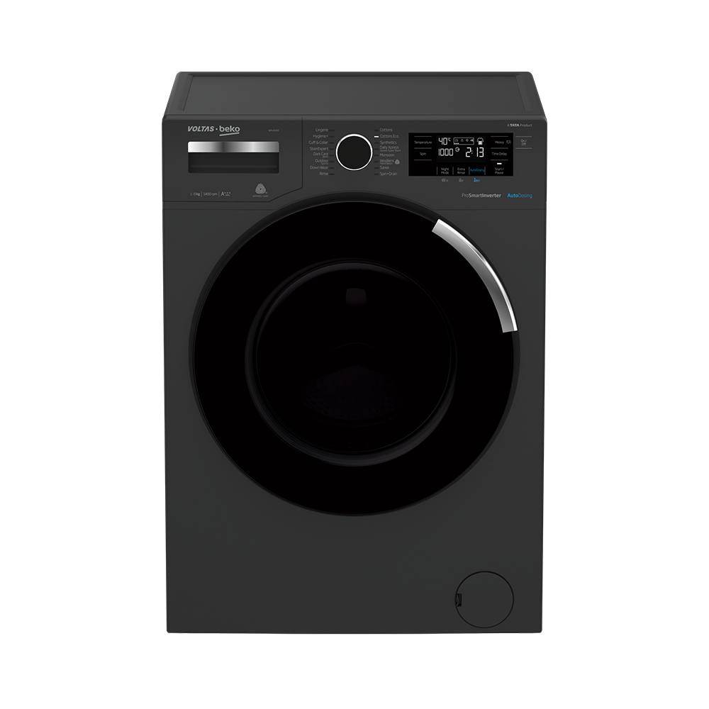 Voltas Beko 8 kg Fully Automatic Front Loading Washing Machine Manhattan Gray (WFL8014VTAP) - Mahajan Electronics Online