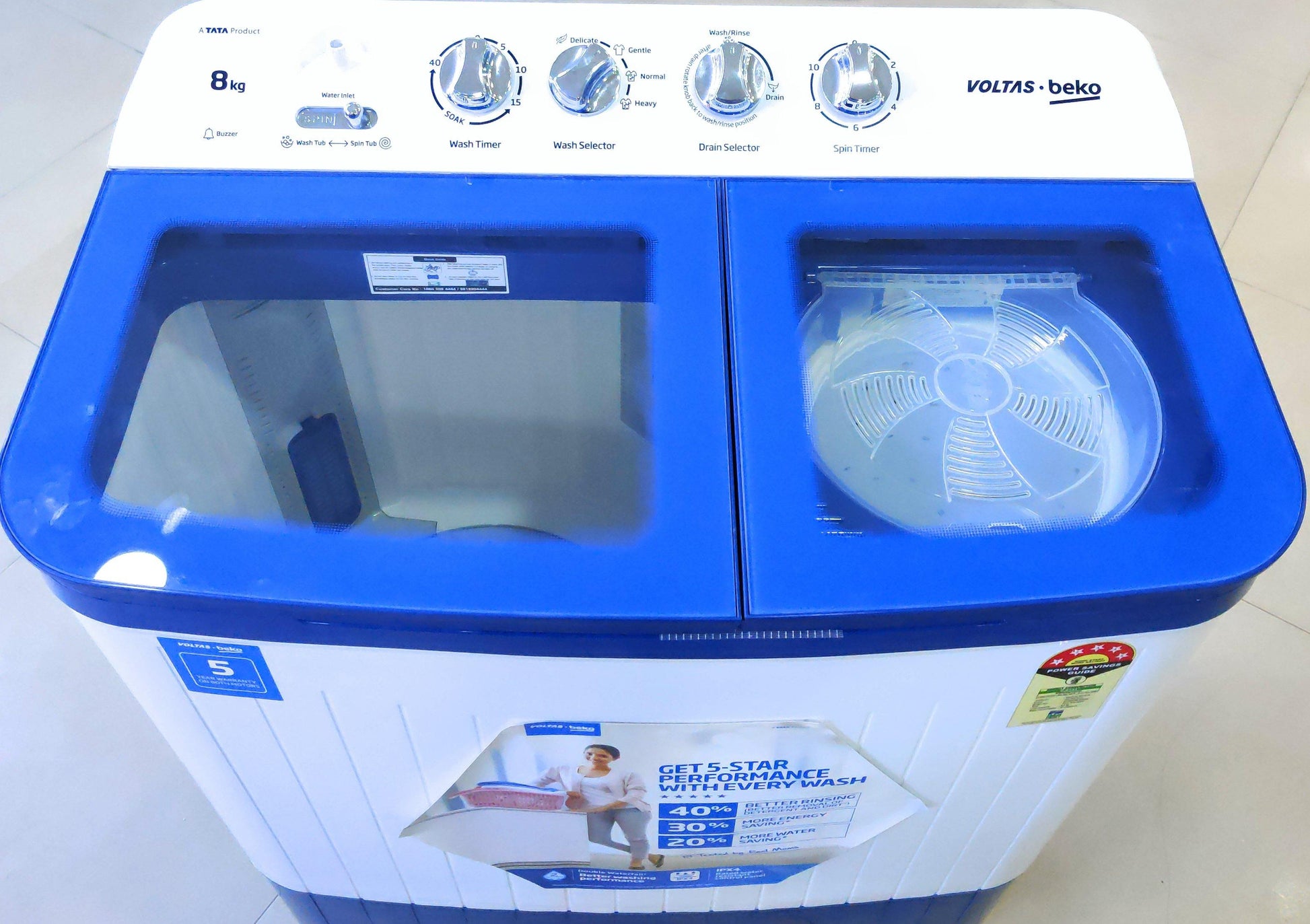 Voltbek  WTT80DBLG  Semi Automatic Washing Machine Beko BLUE 8.0 Kg - Mahajan Electronics Online