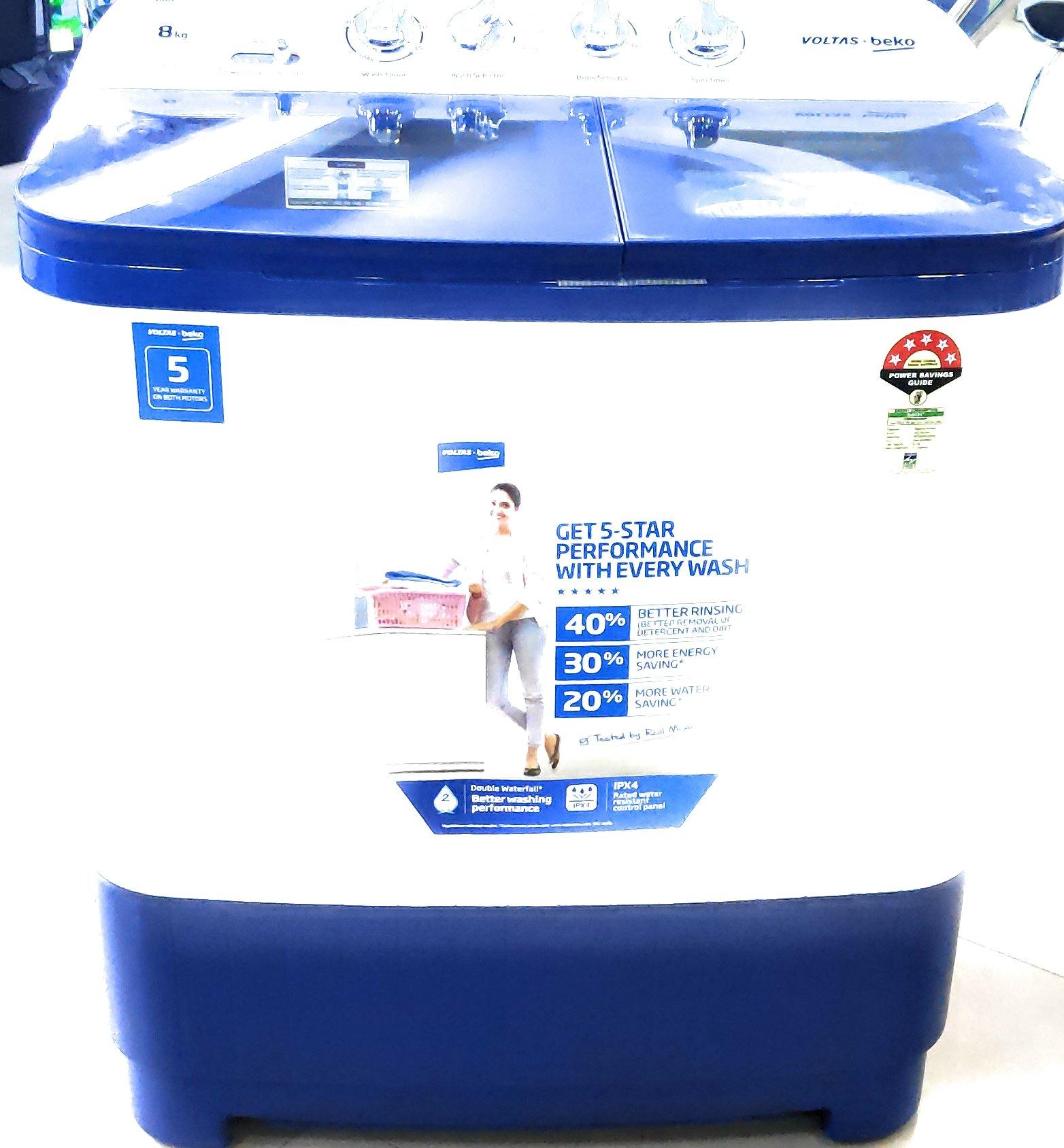 Voltbek  WTT80DBLG  Semi Automatic Washing Machine Beko BLUE 8.0 Kg - Mahajan Electronics Online