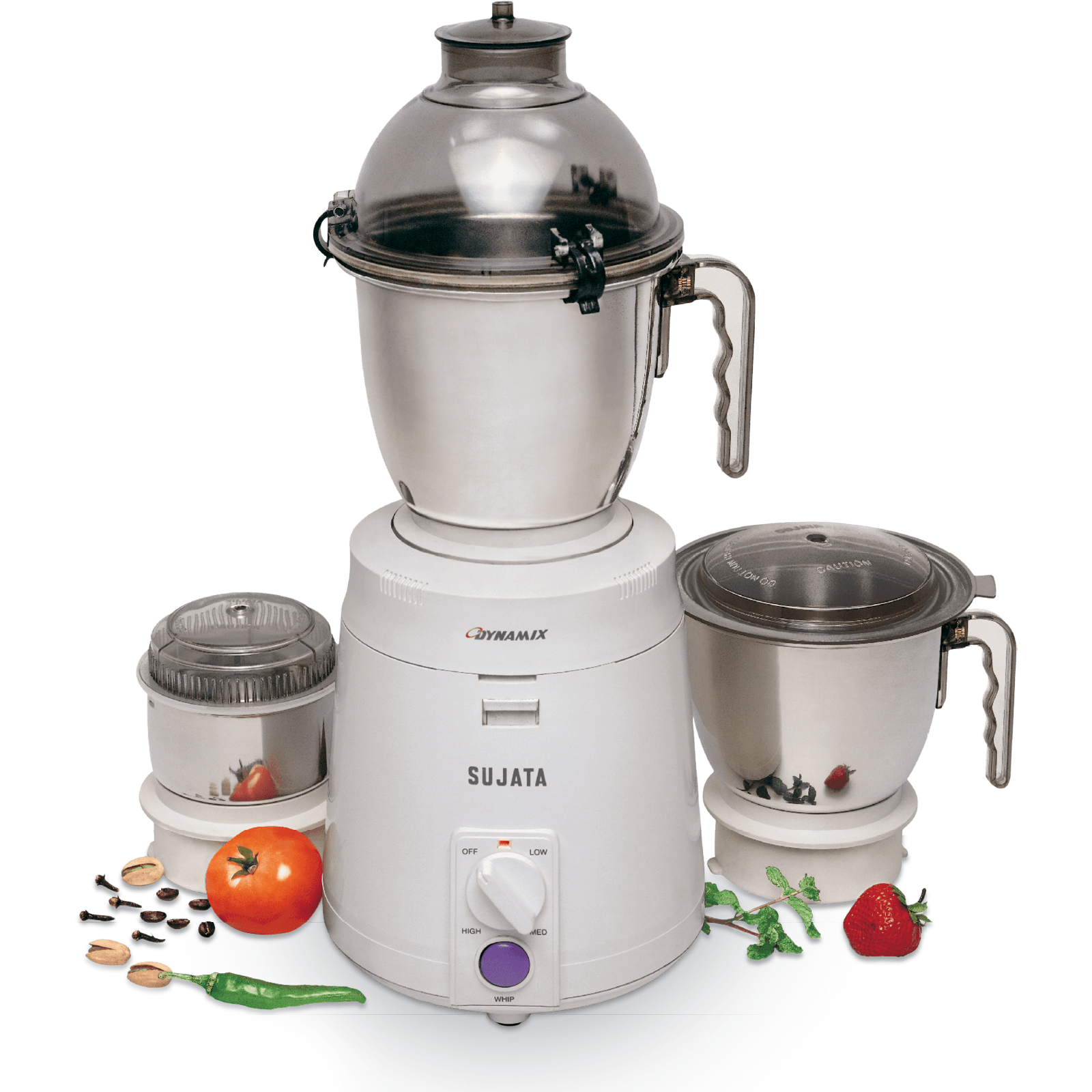 Sujata Dynamix, Mixer Grinder, 900 Watts, 3 Jars (White) - Mahajan Electronics Online