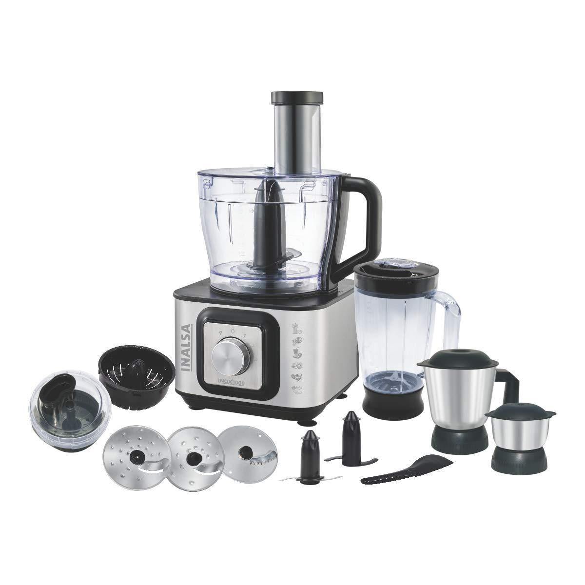 Inalsa Kitchen Master 1000-Watt Food Processor (Black/Silver) - Mahajan Electronics Online