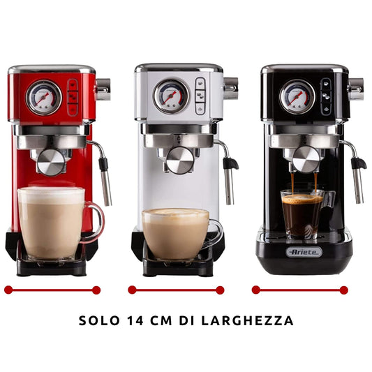 Metal Coffee Machine with Pressure Gauge Red, Espresso 1381