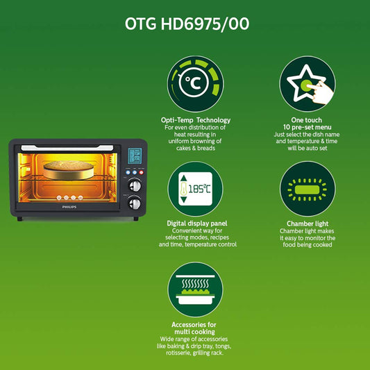 Philips HD6975/00 25-Litre Digital Oven Toaster Grill (Grey) - Mahajan Electronics Online
