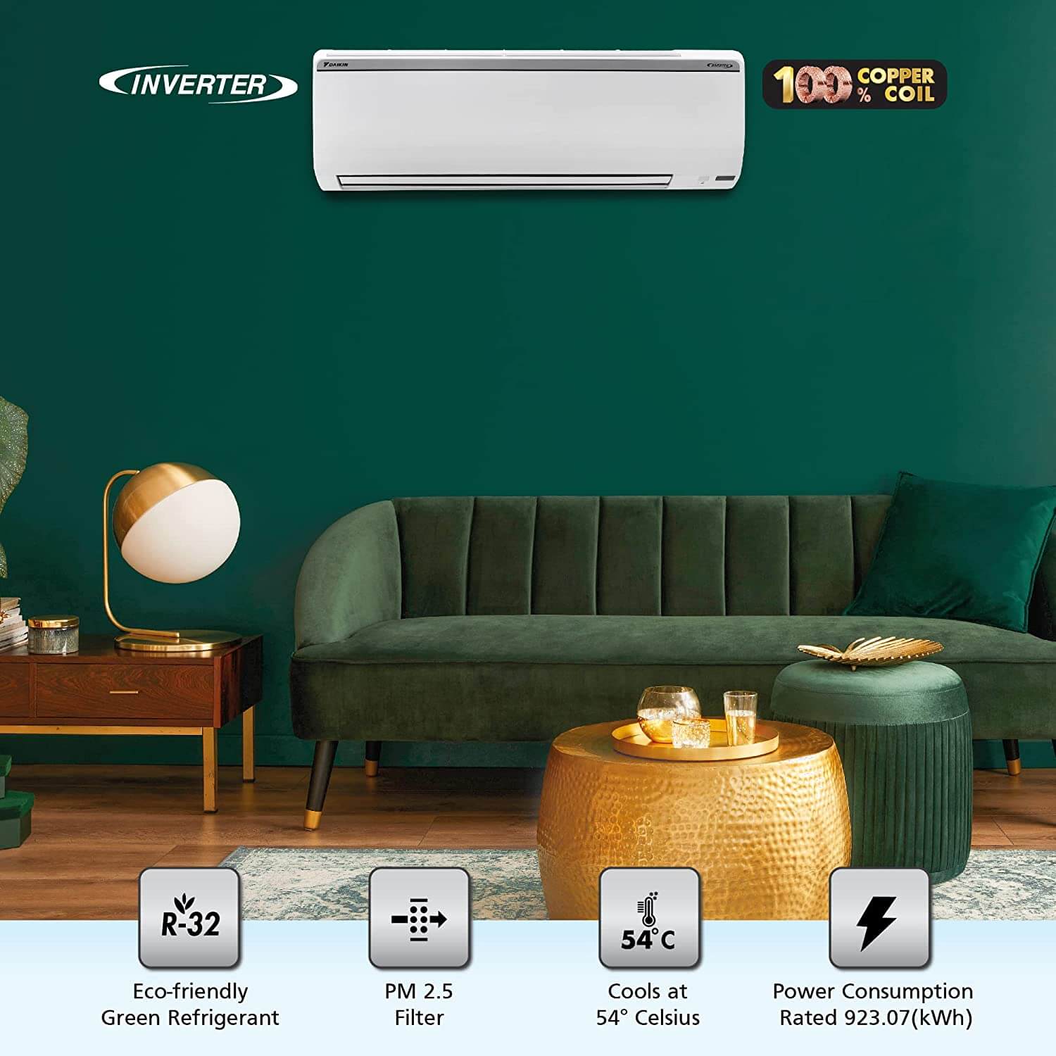 Daikin 1.8 Ton 5 Star Inverter Split AC FTKM60UV16, White