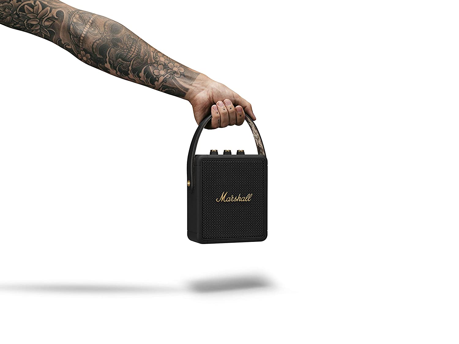 Marshall Stockwell ll Bluetooth Portable Speaker (Black and Brass) - Mahajan Electronics Online