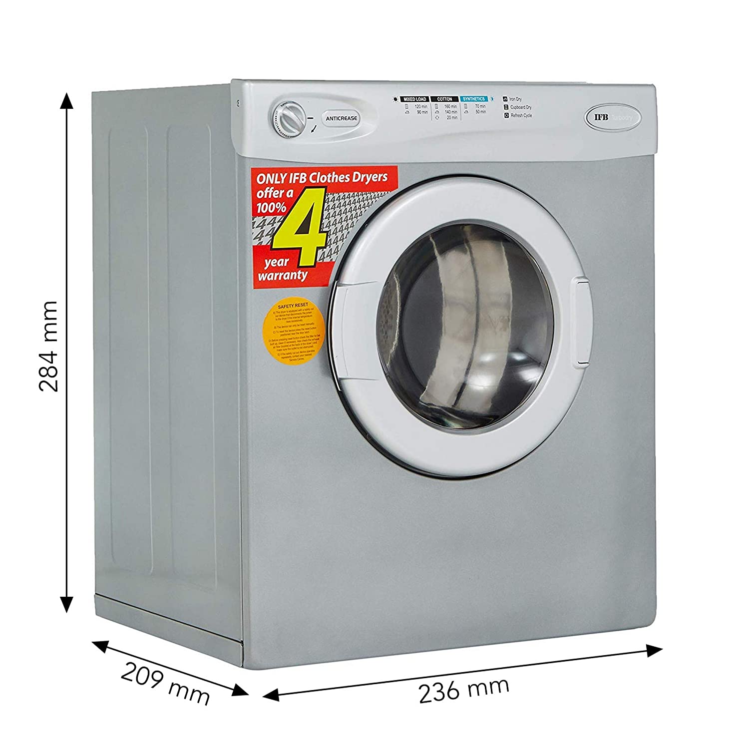 IFB 5.5 kg Dryer (Turbo Dry EX, Silver) - Mahajan Electronics Online