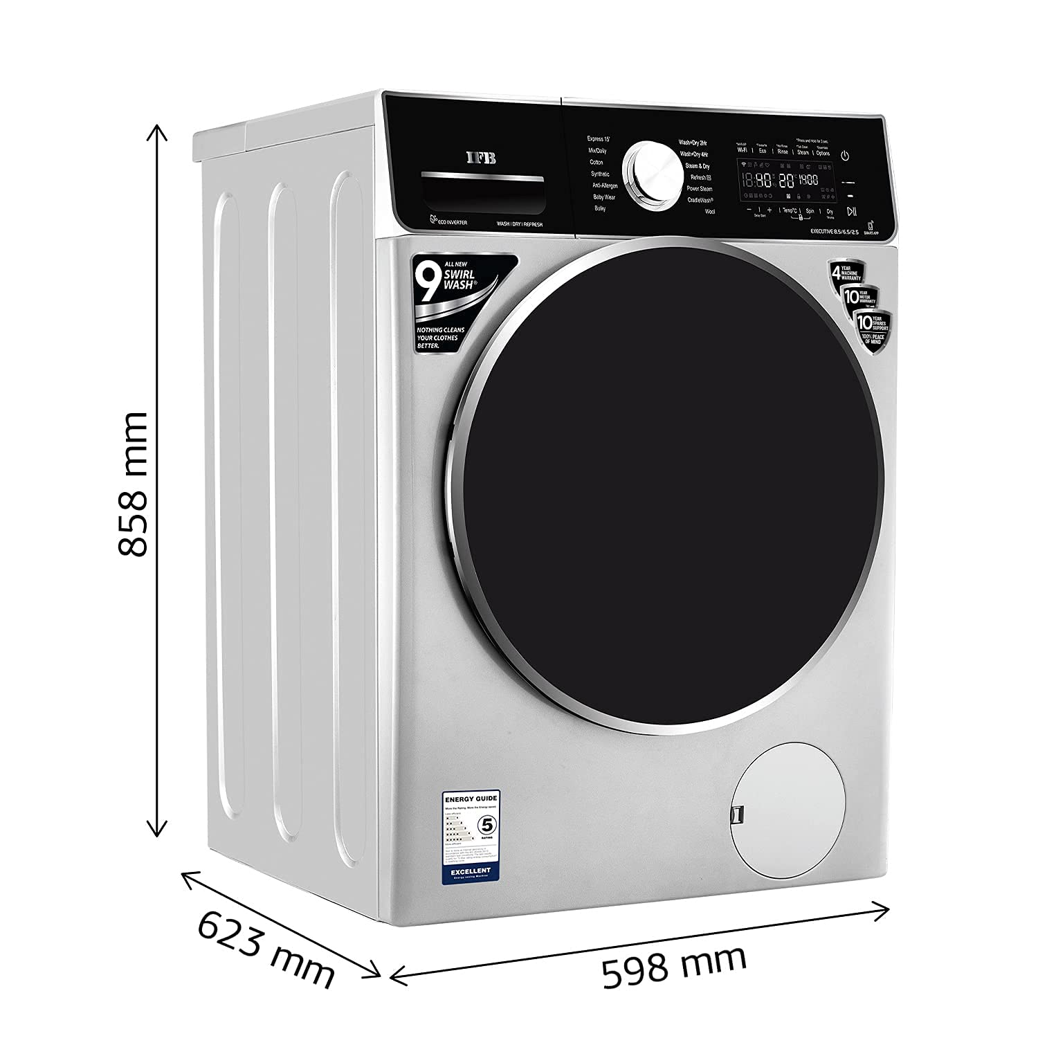 IFB Washer Dryer Executive ZXS 8.5/6.5kg 5 Star Inverter Fully-Automatic - Mahajan Electronics Online