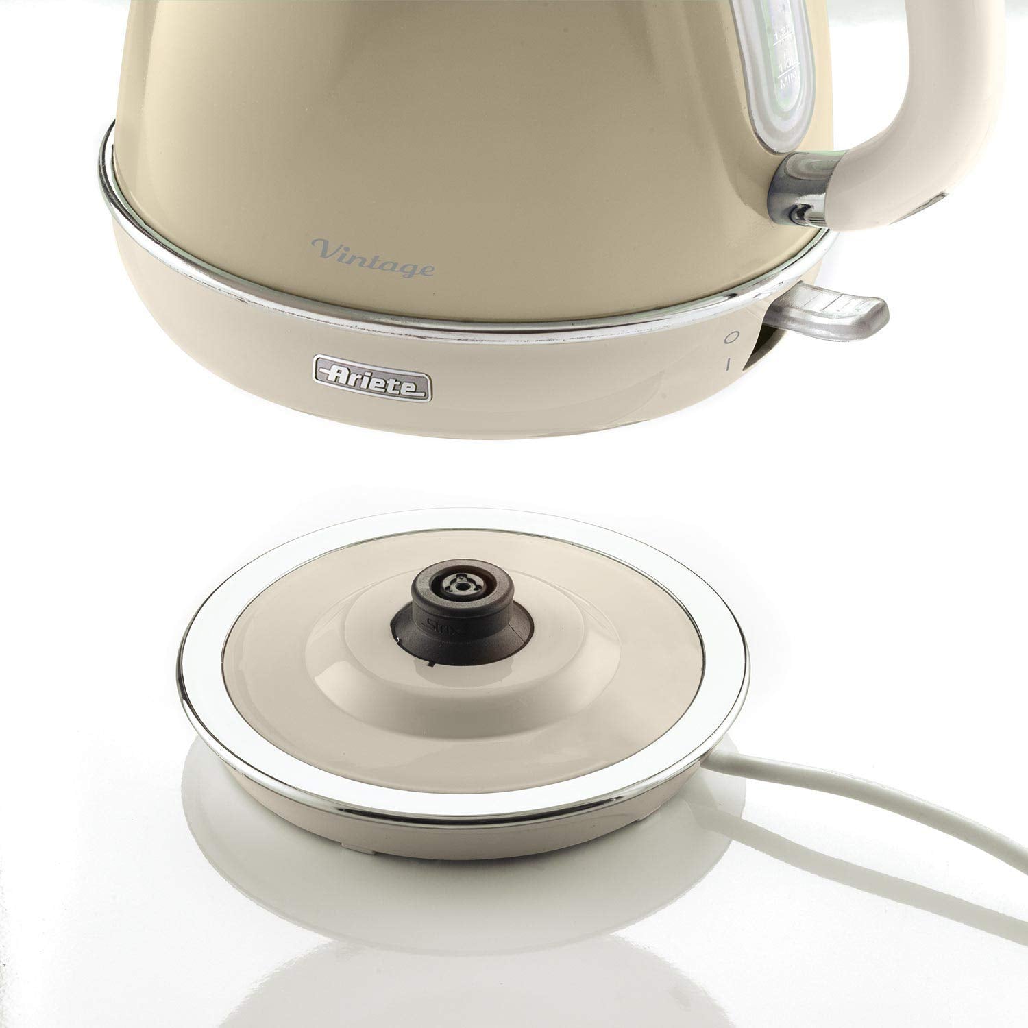 Ariete 2869 Vintage Electric Kettle, Stainless Steel, 1.7 L, Auto Switch Off, 2000 W, for Water, Tea and Herbal Teas, Pastel Beige - Mahajan Electronics Online