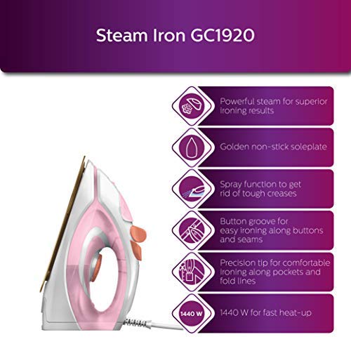 Philips GC1920/28 1440-Watt Non-Stick Soleplate Steam Iron - Mahajan Electronics Online