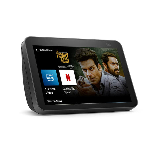 All new Echo Show 8 (2nd Gen)ith 8" HD screen, stereo sound & hands-free entertainment with Alexa (Black) - Mahajan Electronics Online