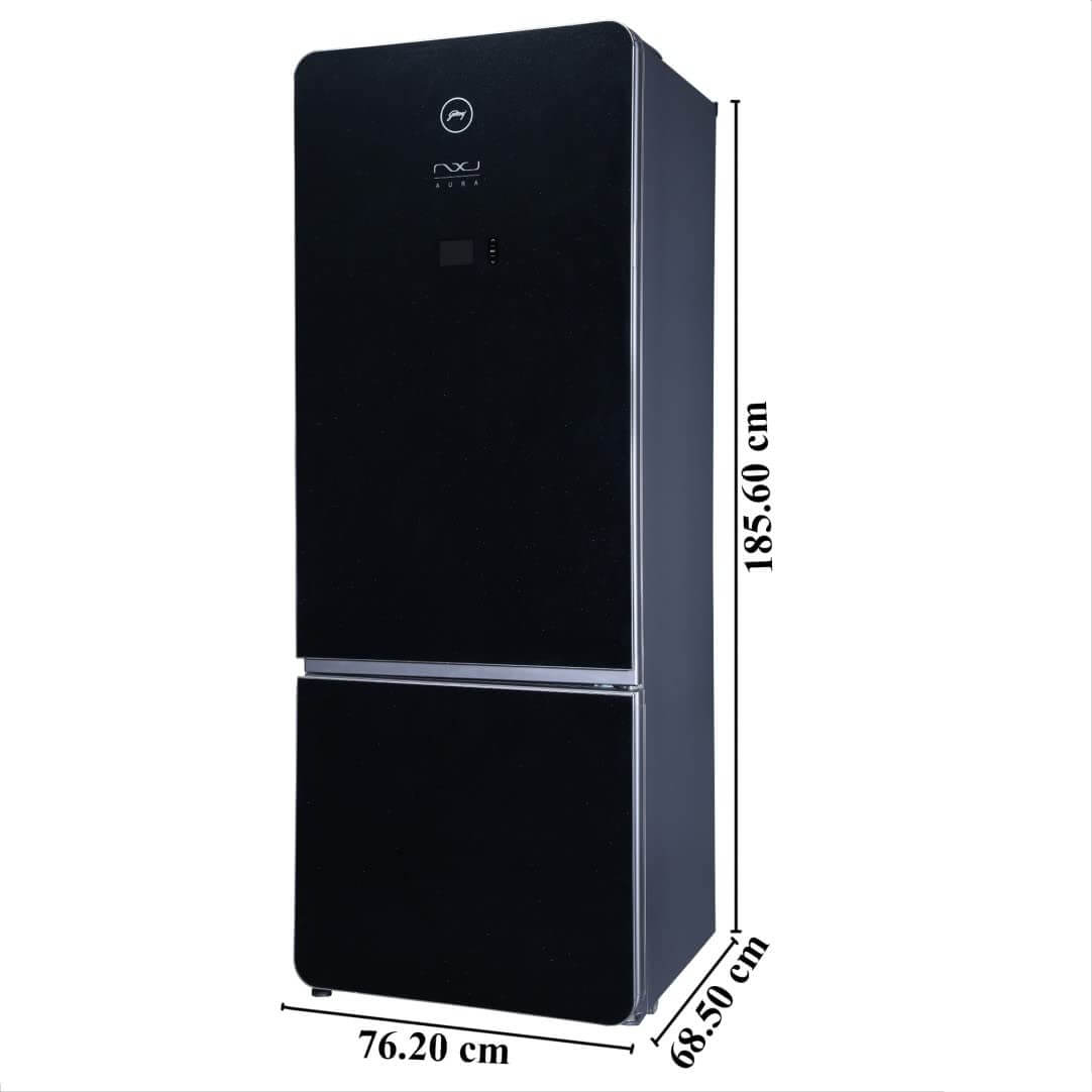 Godrej 430 L 3 Star Inverter Frost-Free Double Door Refrigerator (RB NXWAURA 445B 25 RI OX BK, Onyx Black, Bottom Freezer)