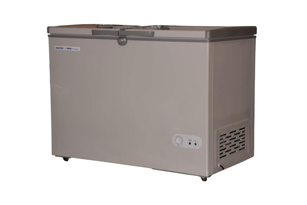 Voltas 320 DD Double Door Deep Freezer, 320 Liters, Grey Covertible - Mahajan Electronics Online