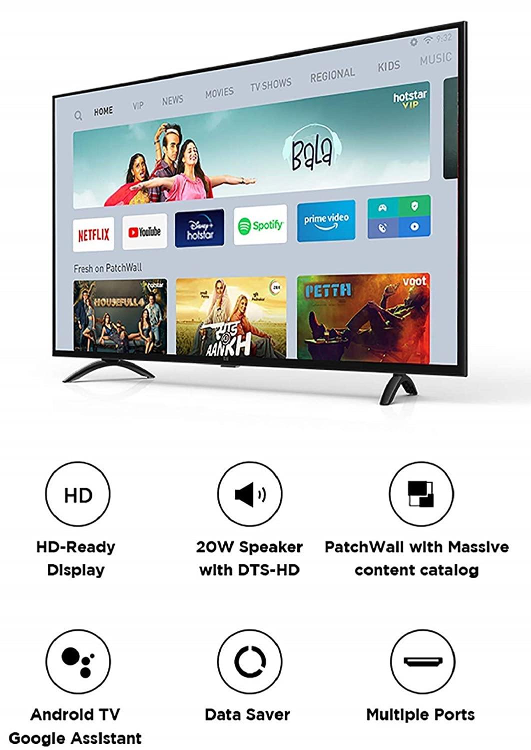Mi TV 4A PRO 80 cm (32 inches) HD Ready Android LED TV (Black) | With Data Saver - Mahajan Electronics Online