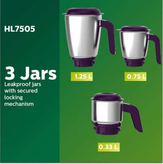 PHILIPS HL7505/00 500W Mixer Grinder, White and Purple