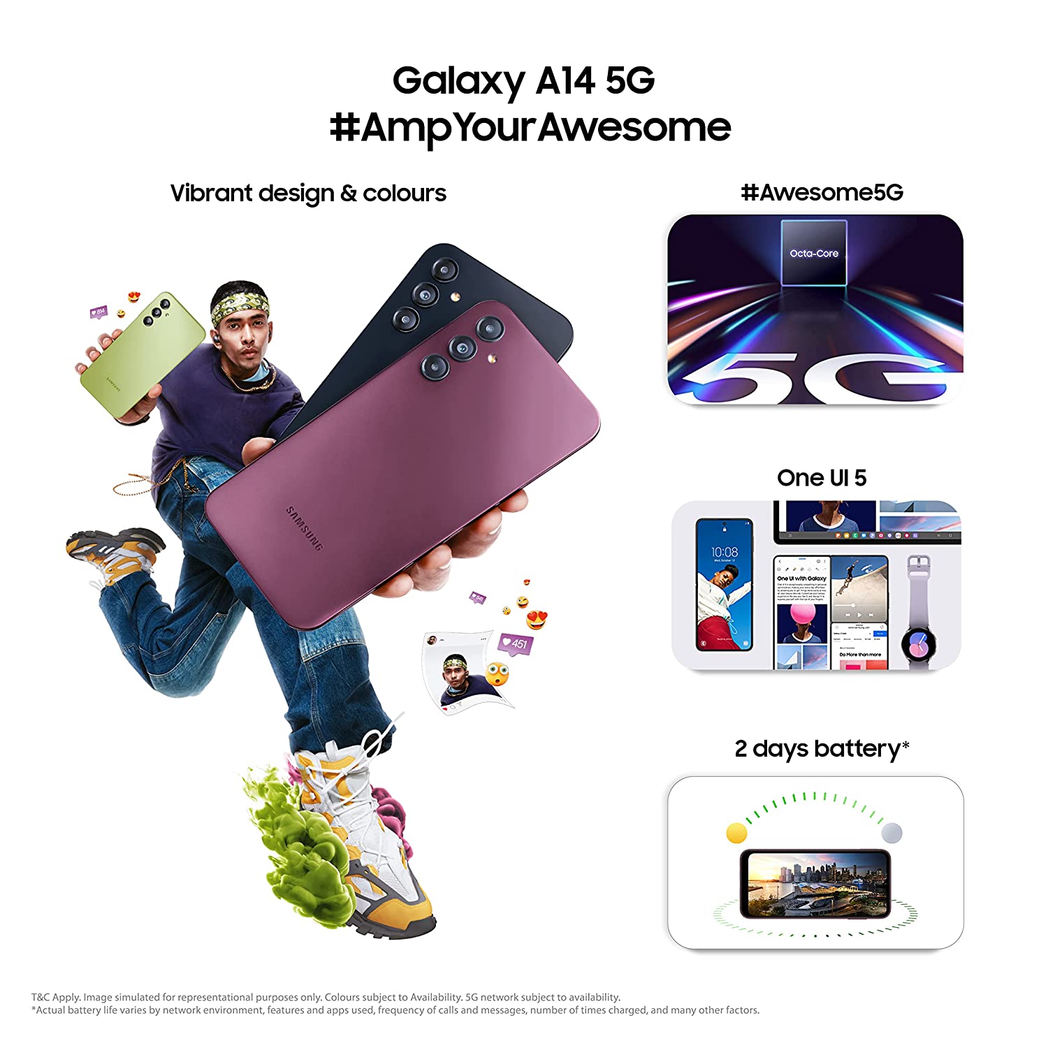 Samsung Galaxy A14 5G (Black, 8GB, 128GB Storage) | Triple Rear Camera 50 MP Main | Upto 16 GB - Mahajan Electronics Online