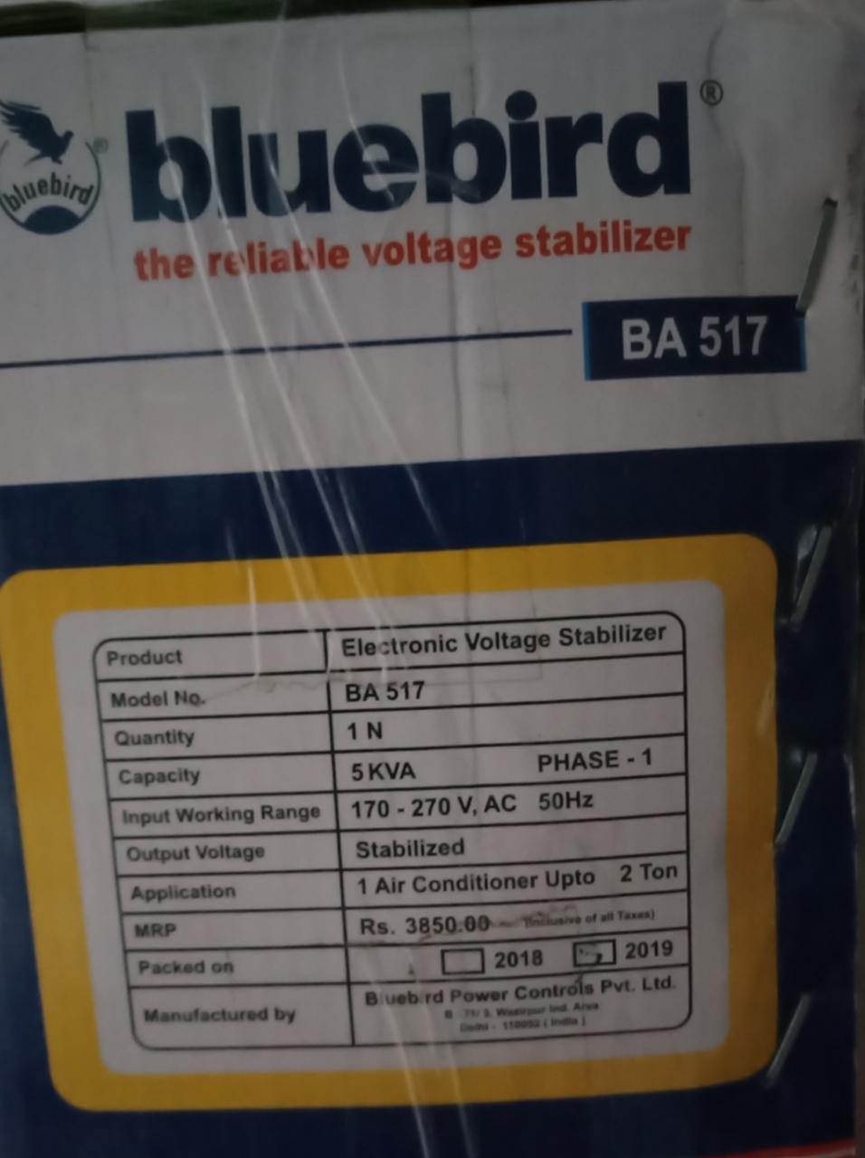 Bluebird 5 Kva 170-270 V Voltage Stabilizer - Mahajan Electronics Online