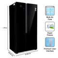 Godrej RS EONVELVET 579 RFD GL BK 564 L Frost Free Side-By-Side Refrigerator Glass Black Door - Mahajan Electronics Online