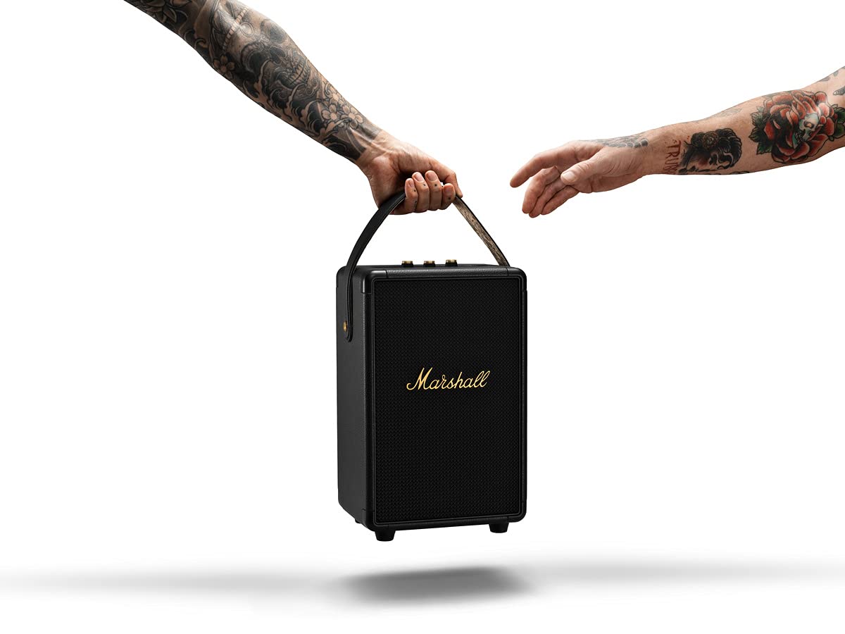 Marshall Tufton 80 Watt Wireless Bluetooth Portable Speaker (Black & Brass) - Mahajan Electronics Online