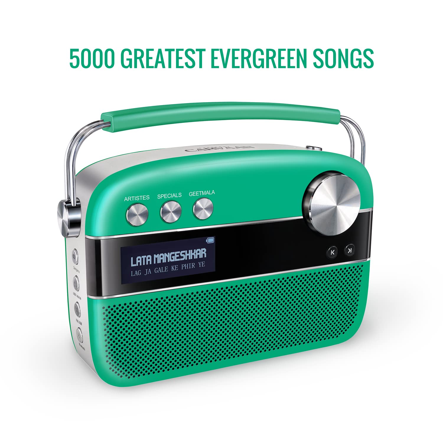 Saregama Carvaan Premium (Pop Colour Range) Hindi - Portable Music Player with 5000 Preloaded Songs, FM/BT/AUX (Forest Green)