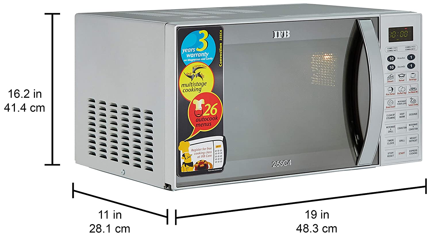 IFB 25 L Convection Microwave Oven (25SC4, Metallic Silver) - Mahajan Electronics Online