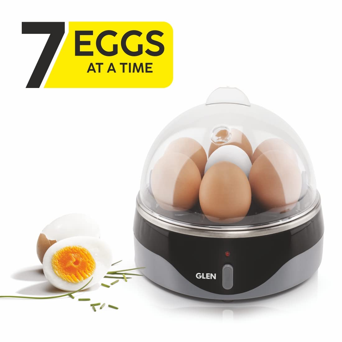Glen Egg Boiler Boils 7 Eggs, 1 Poaching Cup, Auto shut Off, 350 Watts (SA-3030) - Grey - Mahajan Electronics Online