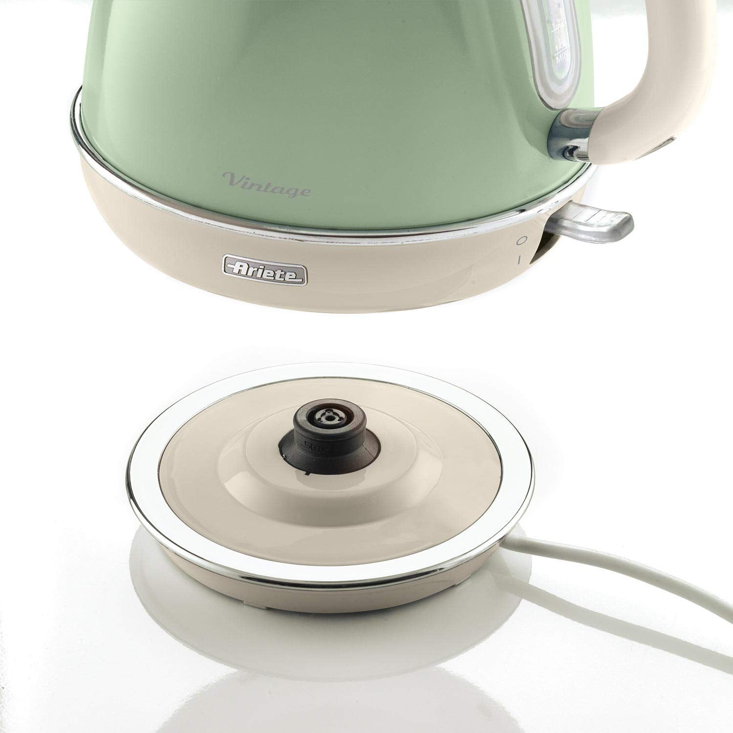 Ariete 2869 Vintage Electric Kettle, Stainless Steel, 1.7 L, Auto Switch Off, 2000 W, for Water, Tea and Herbal Teas, Pastel Green