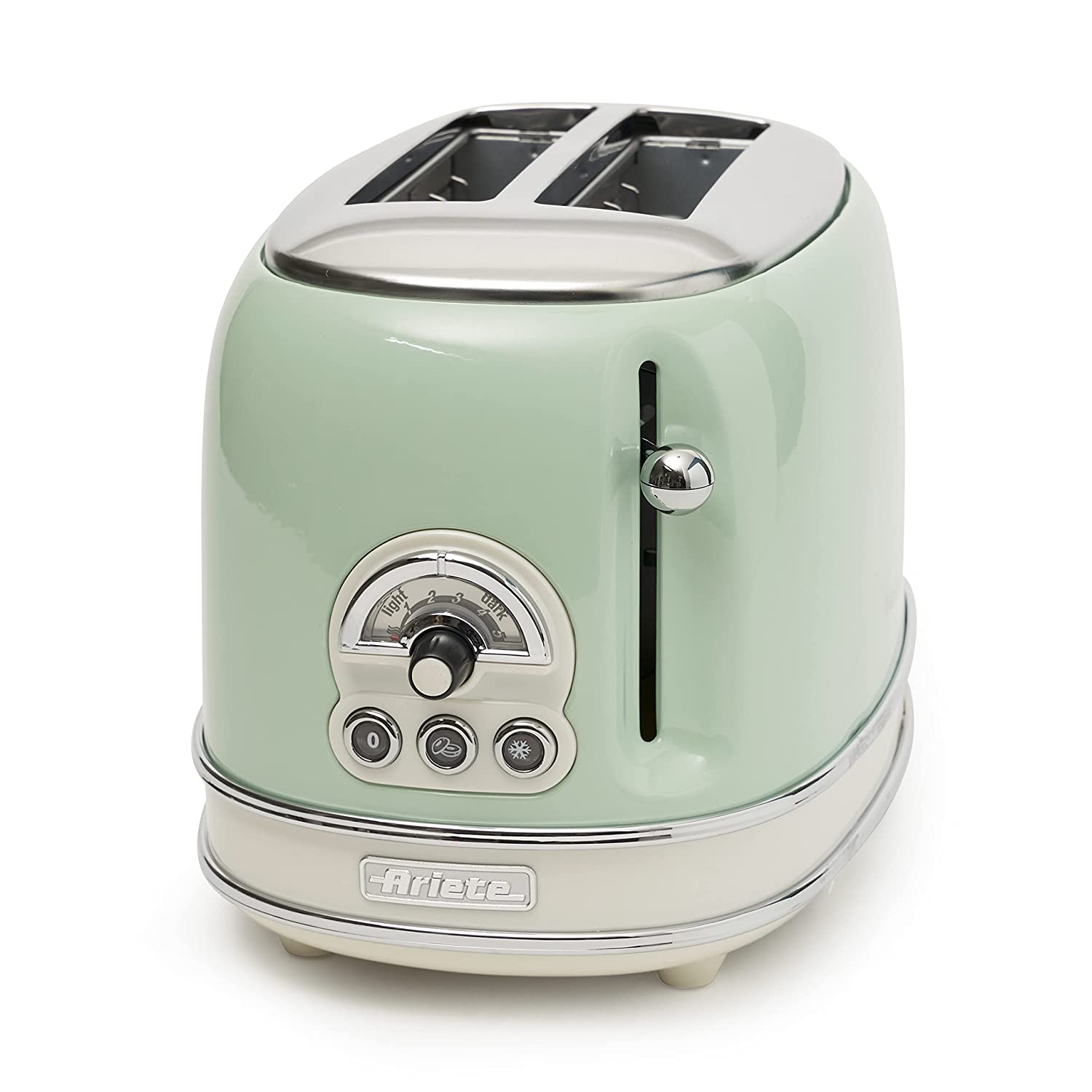 Ariete 155 Vintage 2 Slice Toaster, 810 watt, 6 toasting levels, in stainless steel painted in pastel green colour - Mahajan Electronics Online