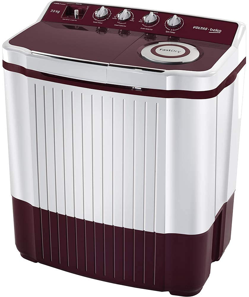 Voltas Beko 7Kg Semi Automatic Top Loading Washing Machine (WTT70ALIM,Burgundy) - Mahajan Electronics Online