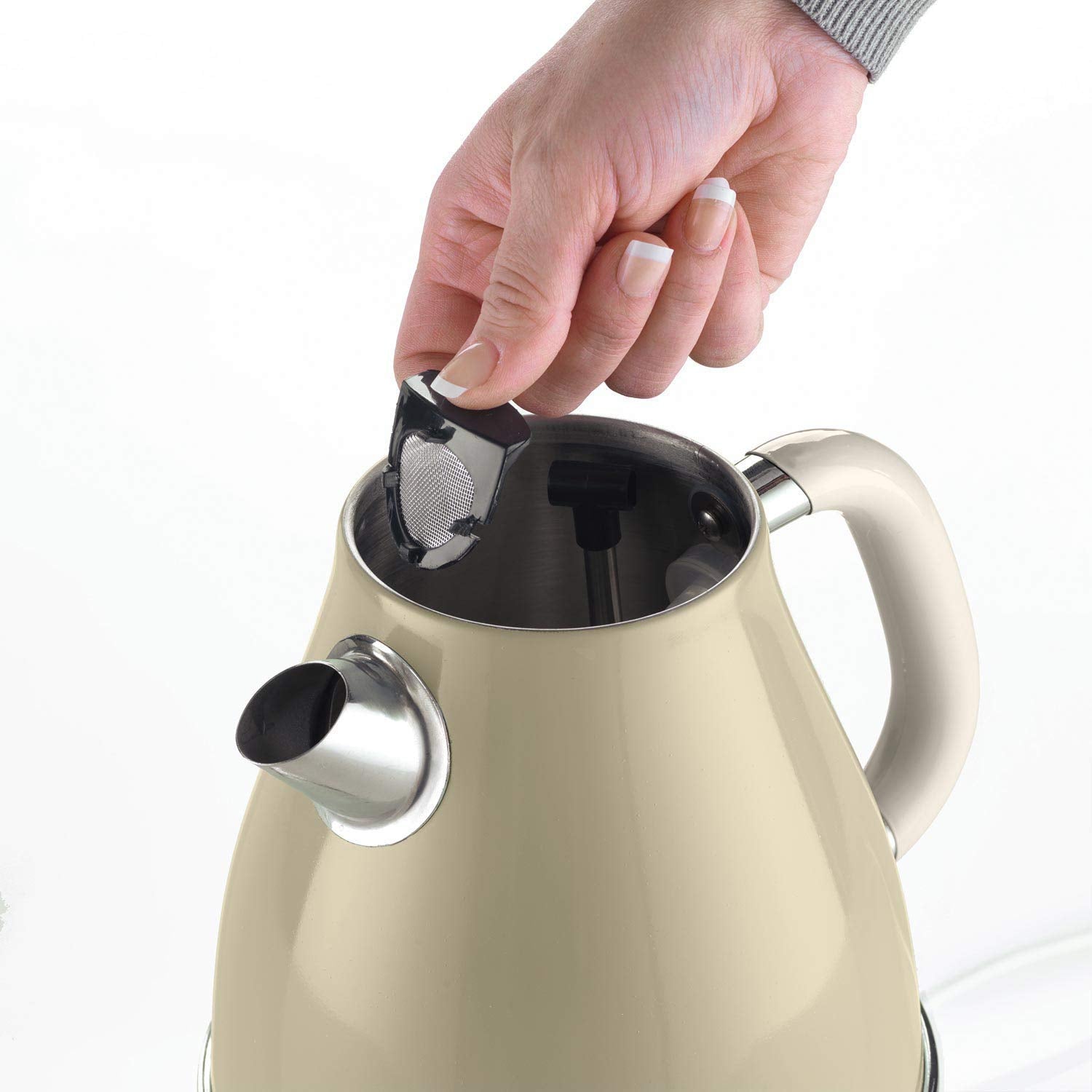 Ariete 2869 Vintage Electric Kettle, Stainless Steel, 1.7 L, Auto Switch Off, 2000 W, for Water, Tea and Herbal Teas, Pastel Beige - Mahajan Electronics Online