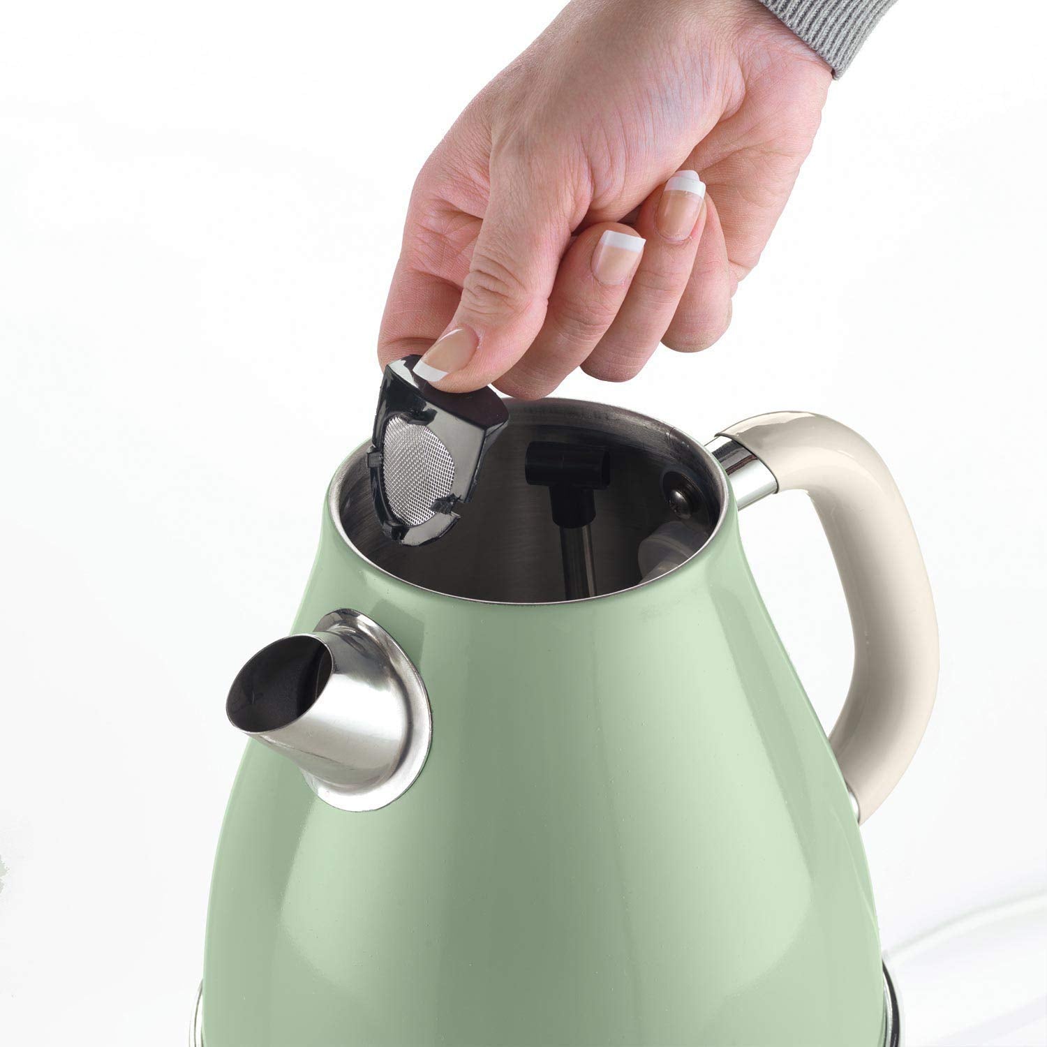 Ariete 2869 Vintage Electric Kettle, Stainless Steel, 1.7 L, Auto Switch Off, 2000 W, for Water, Tea and Herbal Teas, Pastel Green - Mahajan Electronics Online