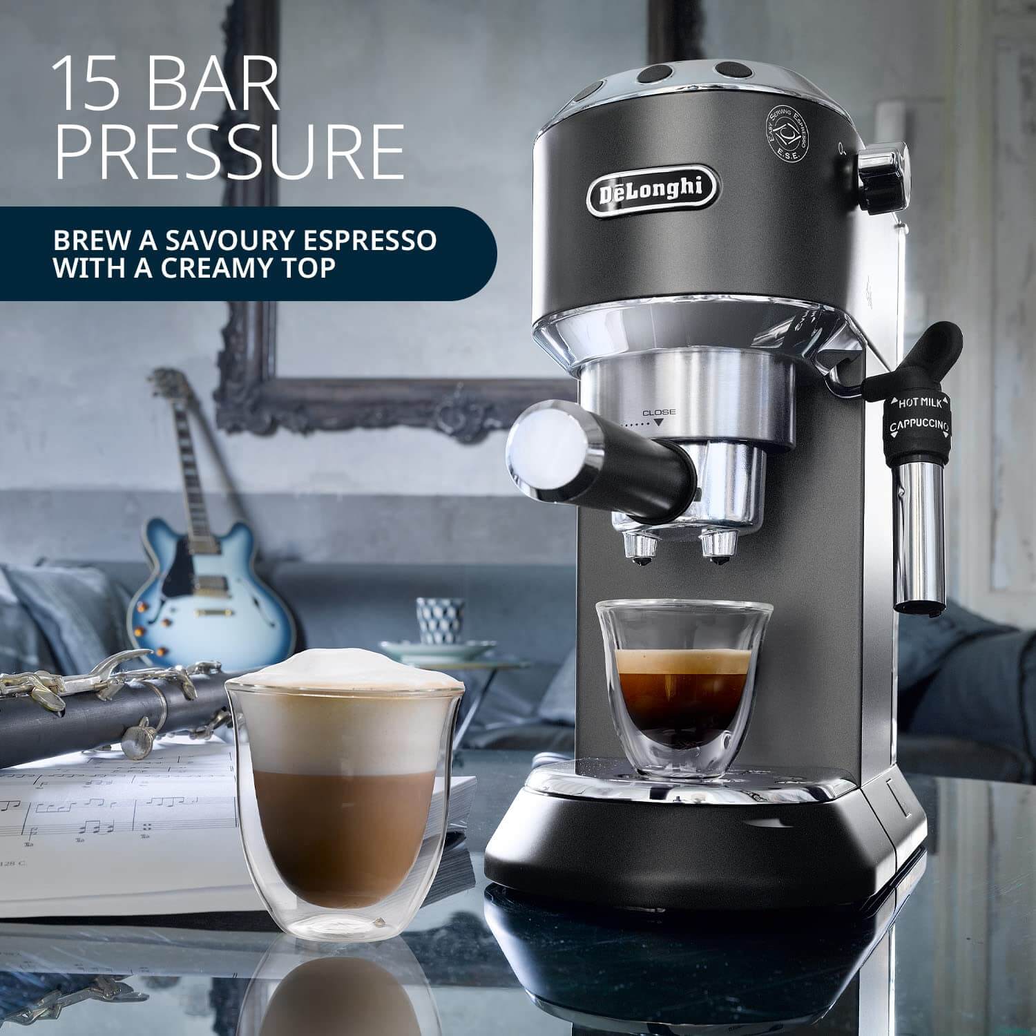 De'Longhi EC685.BK |Dedica Style| Pump Espresso Coffee Machine | Espresso, Cappuccino, Latte & More Recipe Options Mahajan Electronics Online