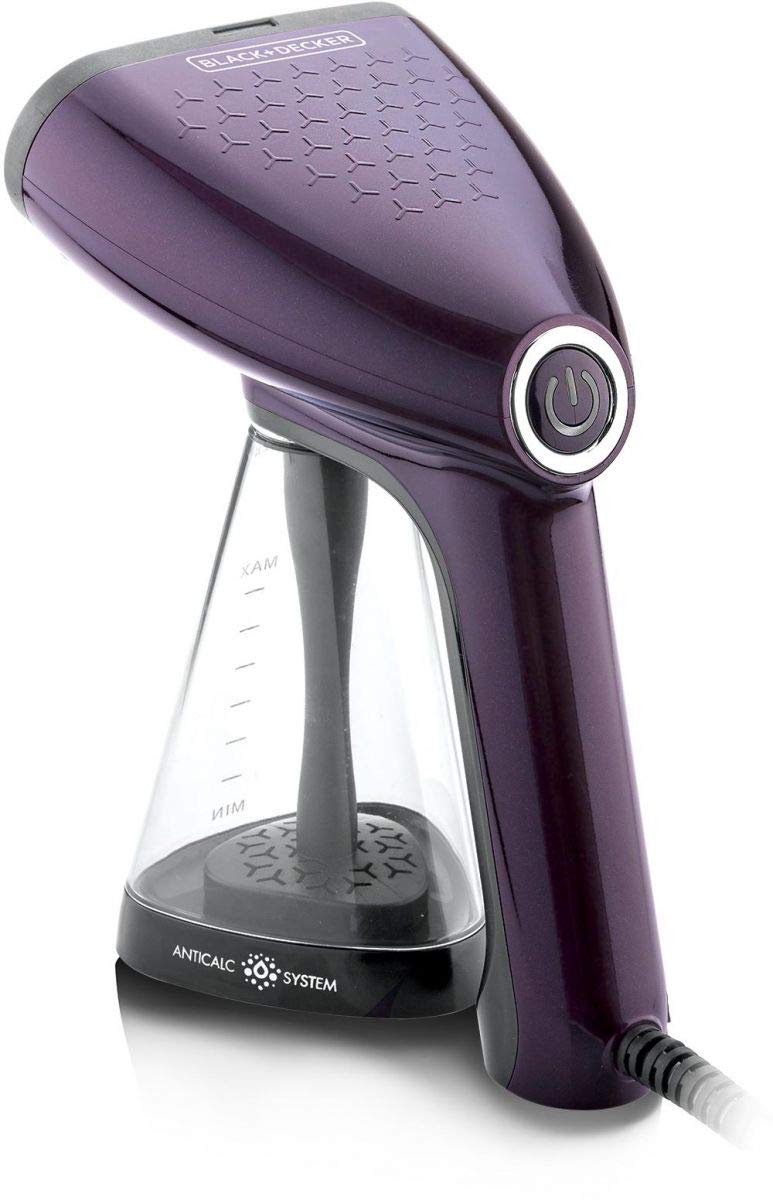 Black & Decker BXGS1501IN Handheld Portable Garment Steamer 1500 Watts with Anti Calc (Violet) - Mahajan Electronics Online