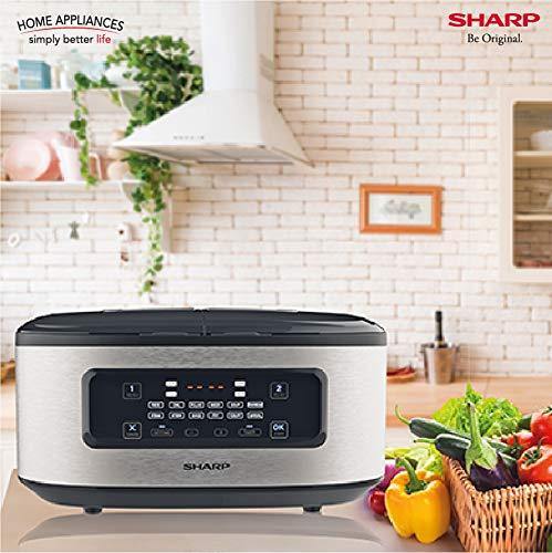 Sharp Twin Cooker | 1st Dual Pot Multi Cooker | Smart Temperature Control | 12 Auto Cooking Modes | Model: KN-TC50VI-SL | Silver - Mahajan Electronics Online